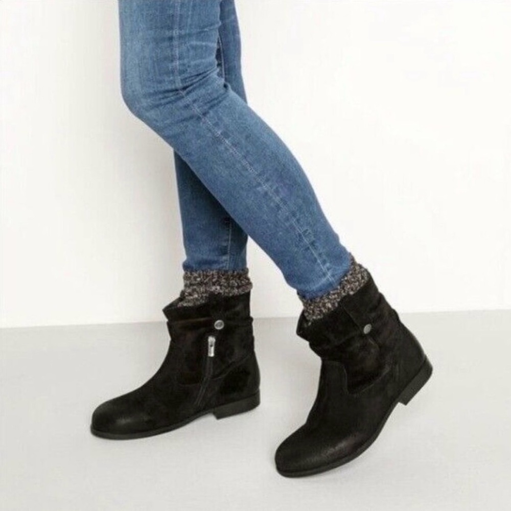 Birkenstock Womens Sarnia Black Suede Leather Ankle Boots Side Zip Pull On Sz 39